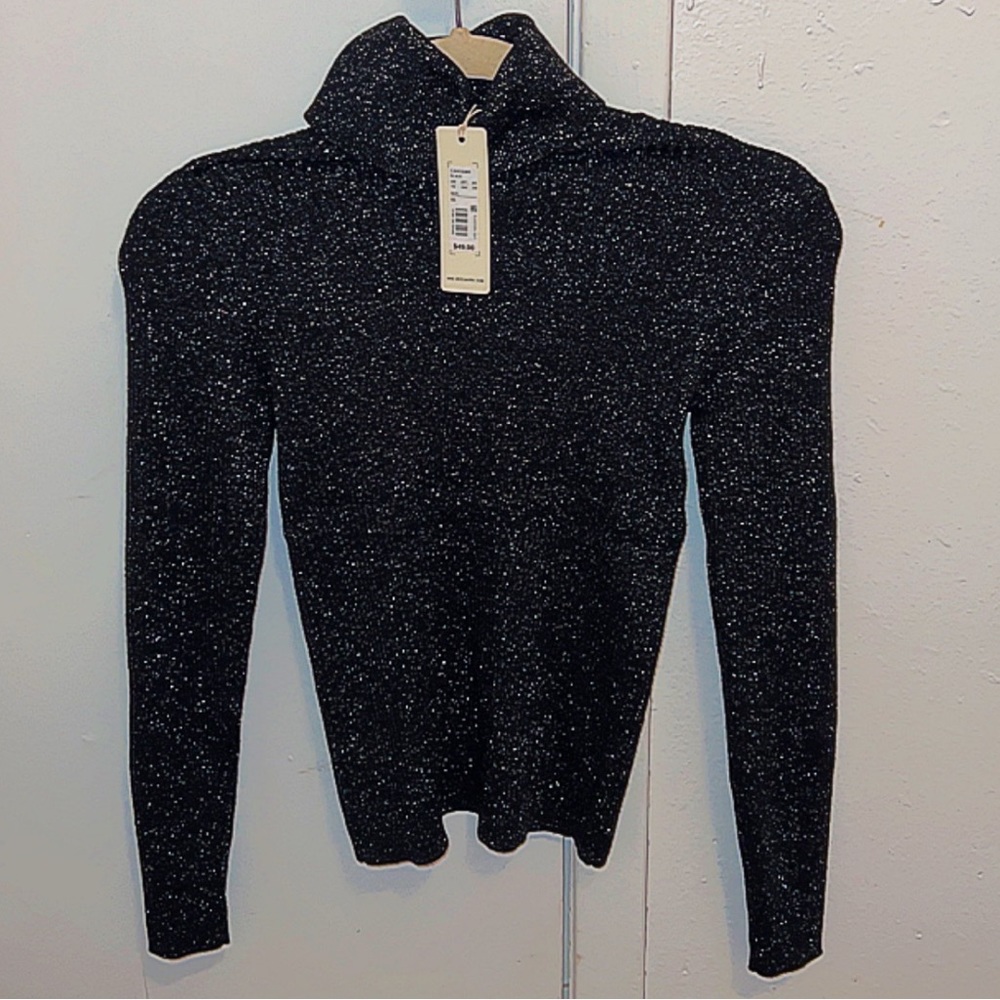 Lurex Turtleneck Long Sleeve Top
